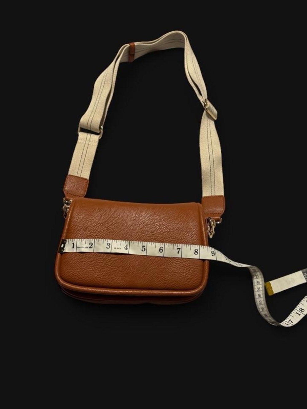 Universal Thread Tan/Brown Leather Crossbody with Cream Strap